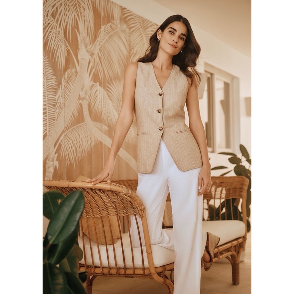 J Mclaughlin Beige Striped Vest